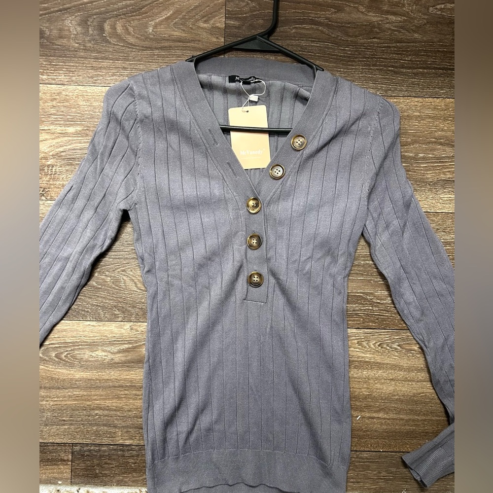 NWT Grey Button-Up Sweater